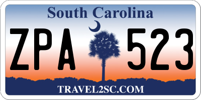 SC license plate ZPA523