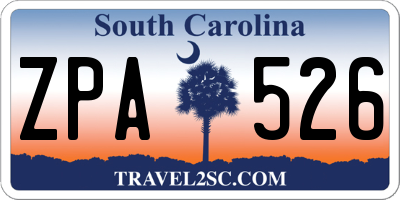 SC license plate ZPA526