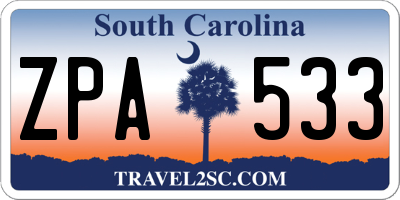 SC license plate ZPA533