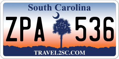 SC license plate ZPA536