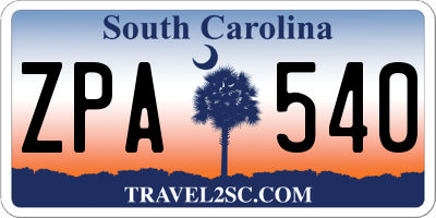 SC license plate ZPA540