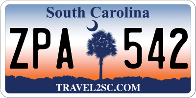 SC license plate ZPA542