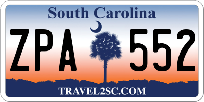 SC license plate ZPA552