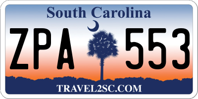 SC license plate ZPA553