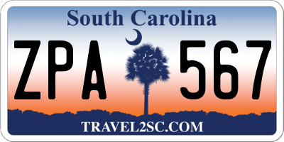 SC license plate ZPA567