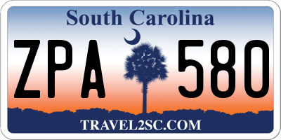 SC license plate ZPA580