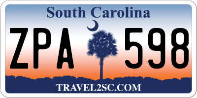 SC license plate ZPA598