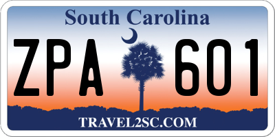SC license plate ZPA601