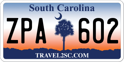SC license plate ZPA602