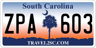 SC license plate ZPA603