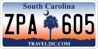 SC license plate ZPA605