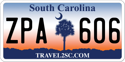 SC license plate ZPA606