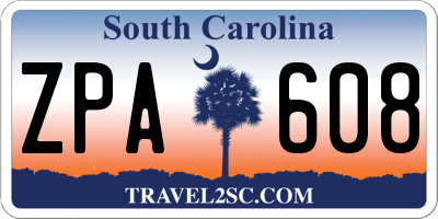 SC license plate ZPA608