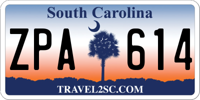 SC license plate ZPA614