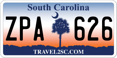 SC license plate ZPA626