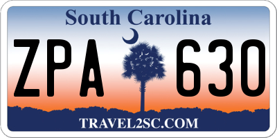 SC license plate ZPA630