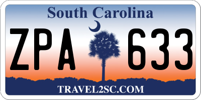 SC license plate ZPA633