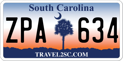 SC license plate ZPA634