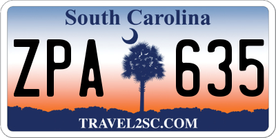 SC license plate ZPA635