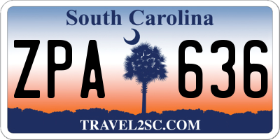 SC license plate ZPA636