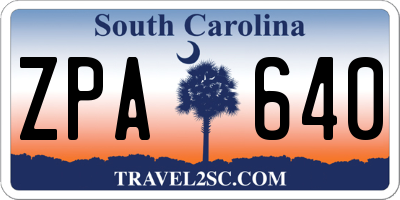 SC license plate ZPA640