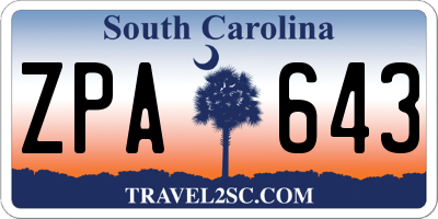SC license plate ZPA643