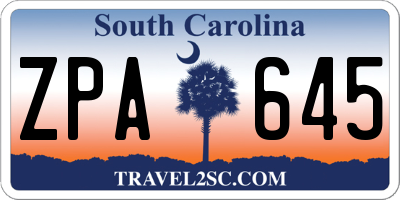 SC license plate ZPA645