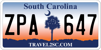 SC license plate ZPA647