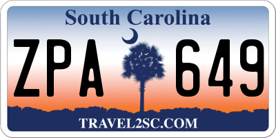 SC license plate ZPA649