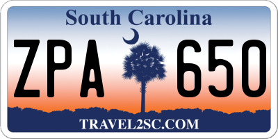SC license plate ZPA650