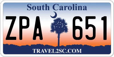 SC license plate ZPA651