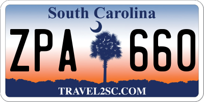 SC license plate ZPA660