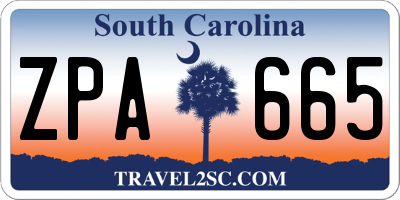 SC license plate ZPA665