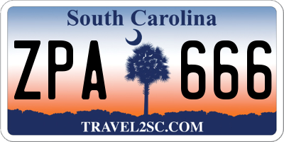SC license plate ZPA666