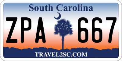 SC license plate ZPA667