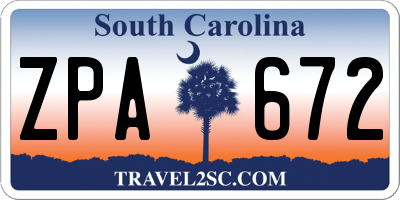 SC license plate ZPA672