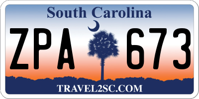 SC license plate ZPA673