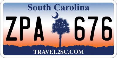 SC license plate ZPA676