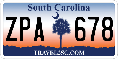 SC license plate ZPA678