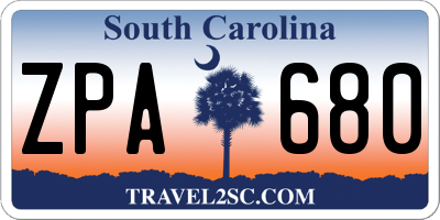 SC license plate ZPA680