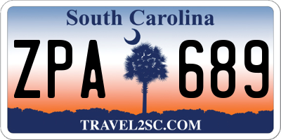 SC license plate ZPA689