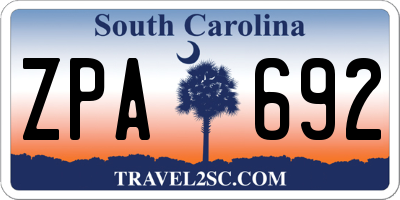 SC license plate ZPA692