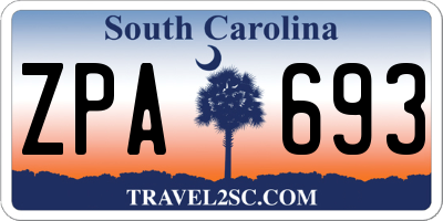 SC license plate ZPA693