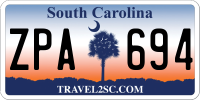 SC license plate ZPA694