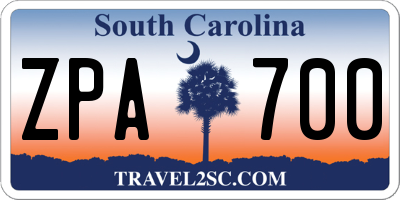 SC license plate ZPA700