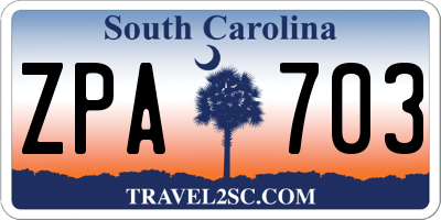 SC license plate ZPA703