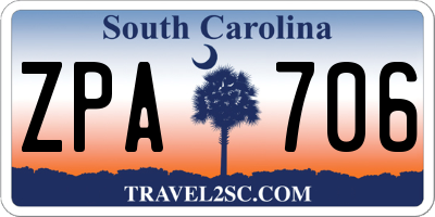 SC license plate ZPA706