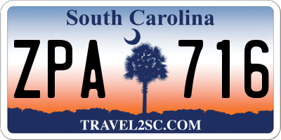 SC license plate ZPA716