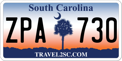 SC license plate ZPA730