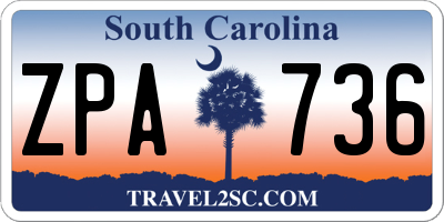 SC license plate ZPA736